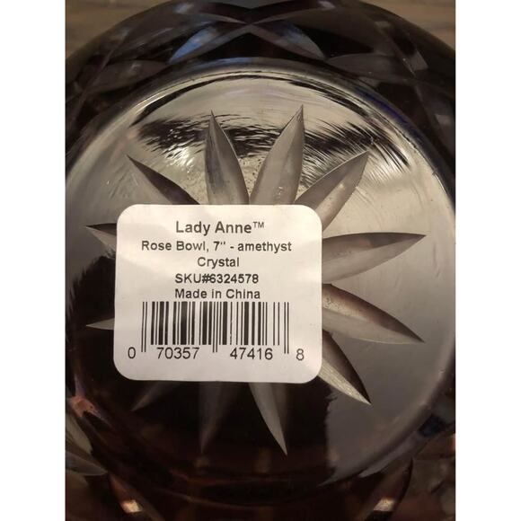 Gorham Crystal- Vintage Lady Anne Rose Bowl 7” Amethyst - Picture 3 of 10